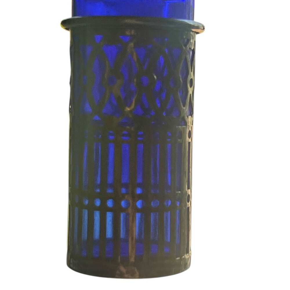 F B Rogers Silver Overlay Cobalt Blue Glass Salt & Pepper Shakers Vintage - Picture 6 of 9